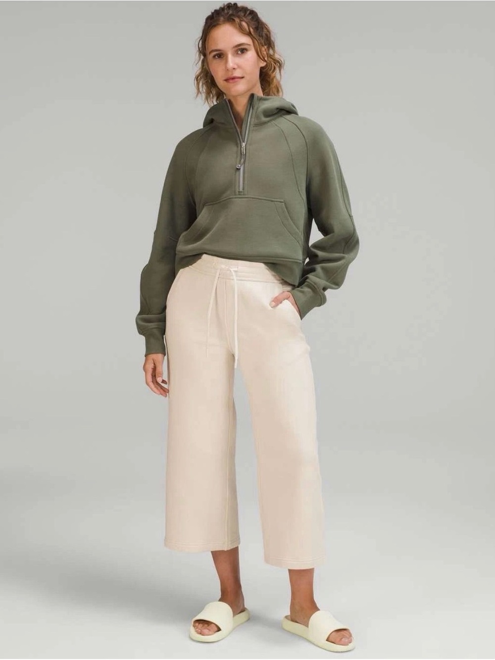 Lululemon Loungeful High-Rise Wide Leg Crop Pants White Opal Size 18 Lounge FLAW